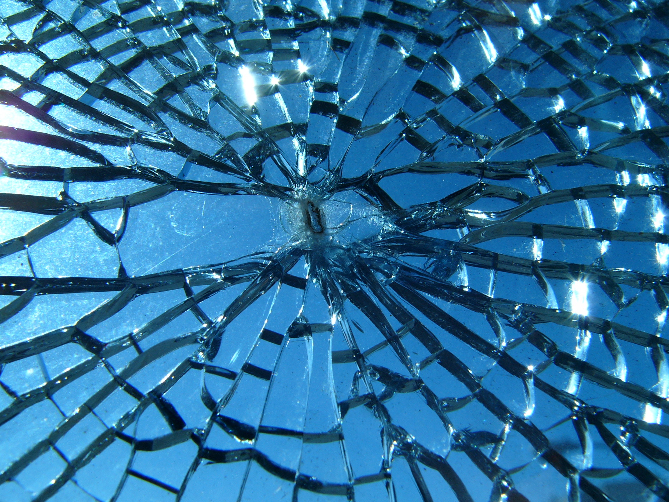 Cracked glass pane